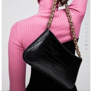 Zara Chain Strap Animal Embossed Shoulder Bag